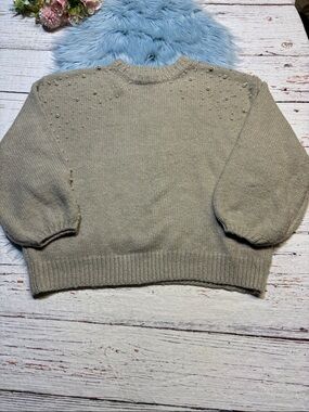 PrettyLittleThing Pearl-Embellished Light Beige Jumper Sweater sz M